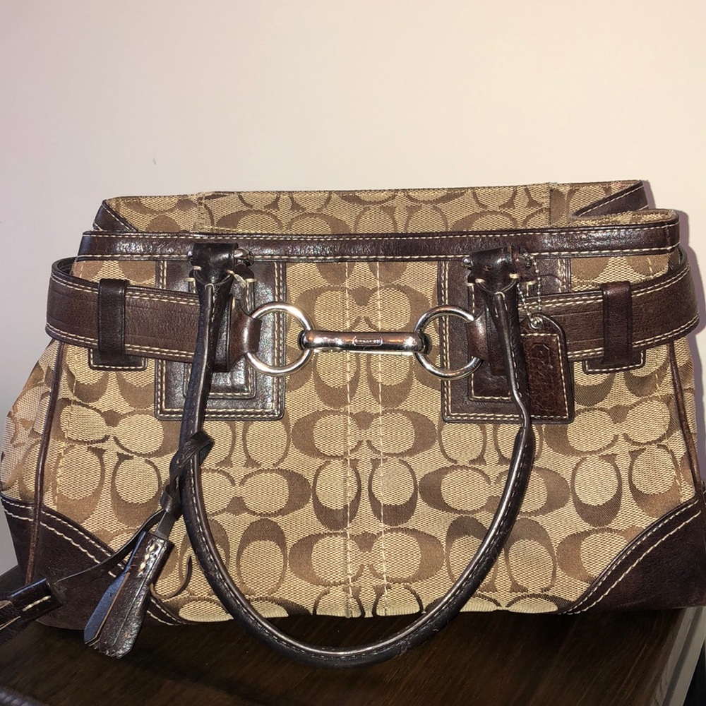 Coach brien signature satchel purse, large